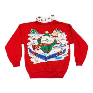 VTG Christmas Mock Turtleneck Sweatshirt Kids M
